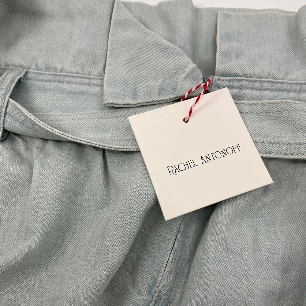 Rachel Antonoff Denim Maxi Skirt Sz 8 Foldover Tie Waist Y2K Pockets Cottagecore